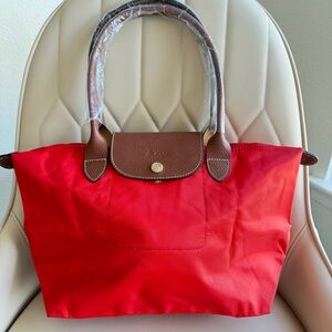 New Longchamp style red tote bag